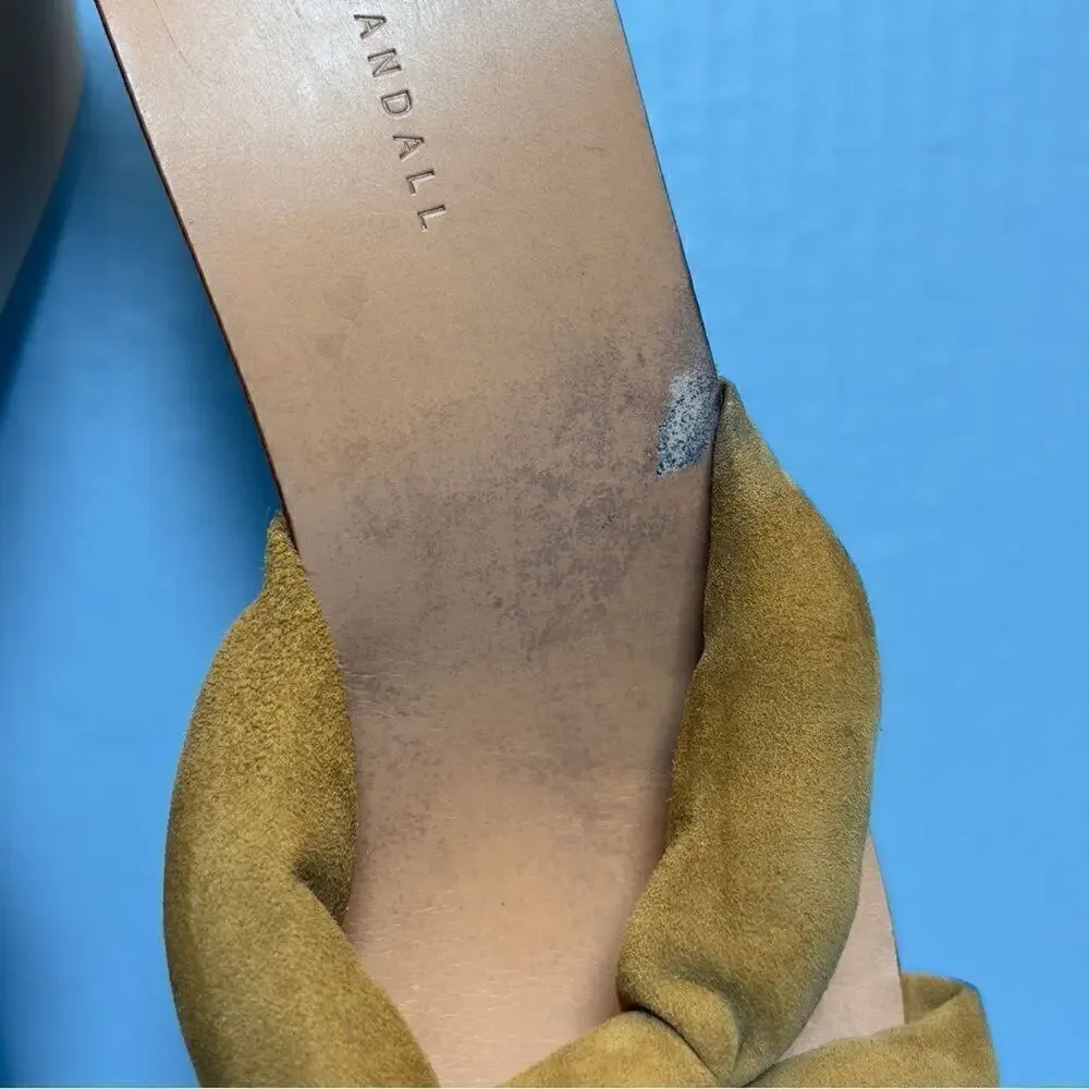 Loeffler‎ Randall Taylor Platform Wedge Heel Sandals in Sienna Tan Suede 11
